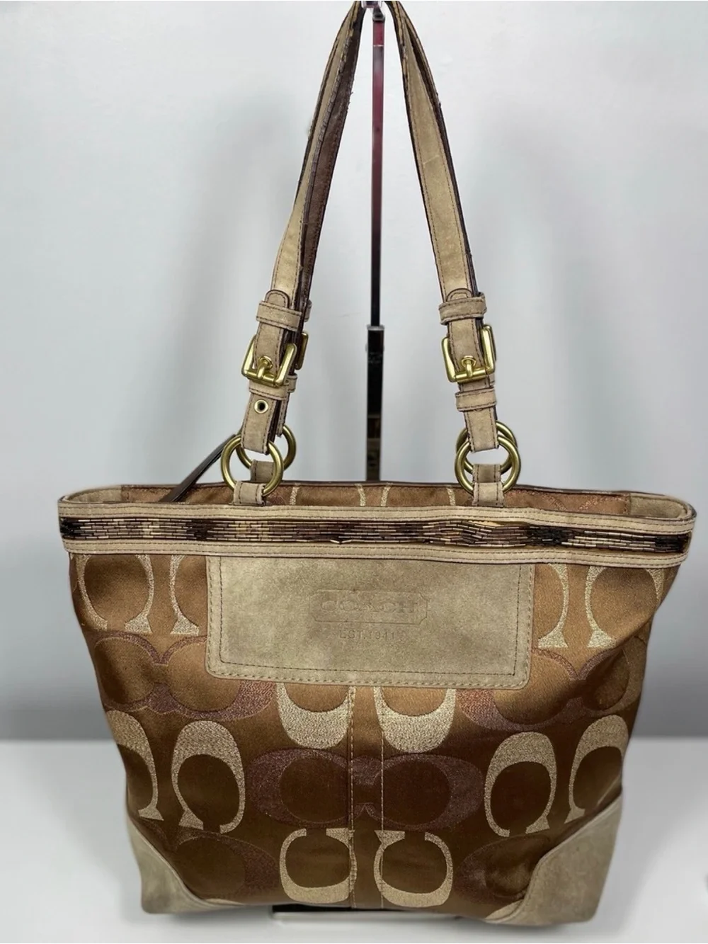 Coach Vintage 2006 Signature C Lilia Metallic Tote Bag